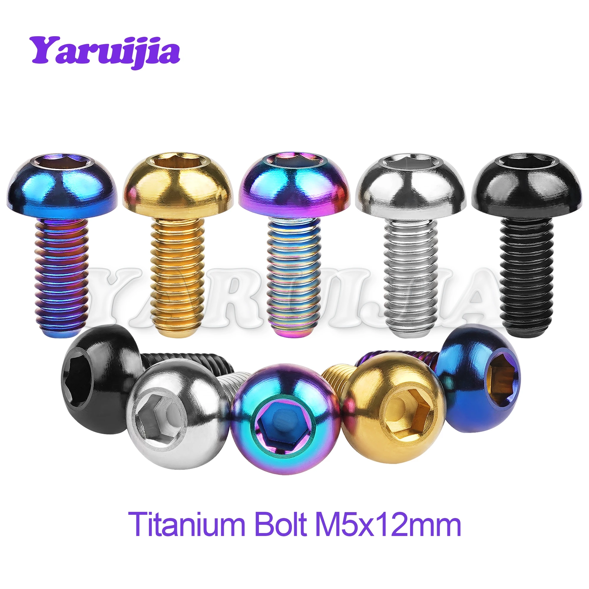 Yaruijia Titanium Bolt M5x12mm Hexgon Big half-round Head Screw for Bicycle Water Bottle Cages