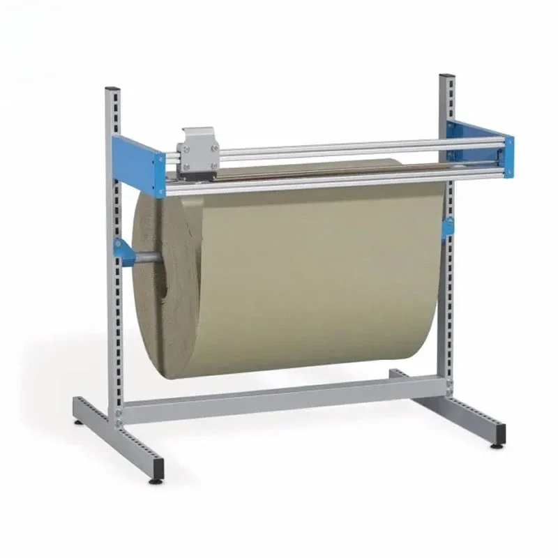 Easy to operate bubble wrap cutter with dispenser for packing table rack