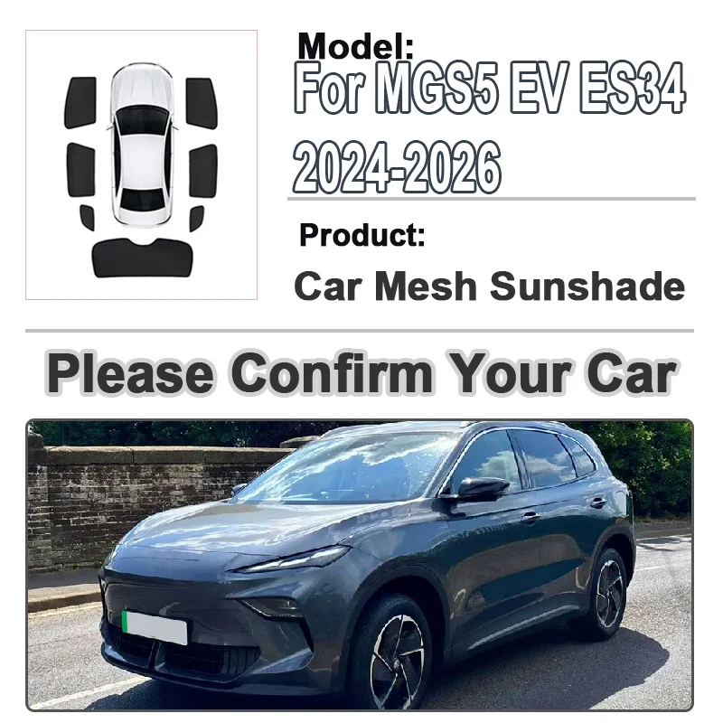 

Magnetic Mesh Sunshade For MGS5 EV 2026 MG ES5 ES34 2024 2025 Anti-UV Car Mesh Sun Shade Window Auto Accessories Magnetic Parts