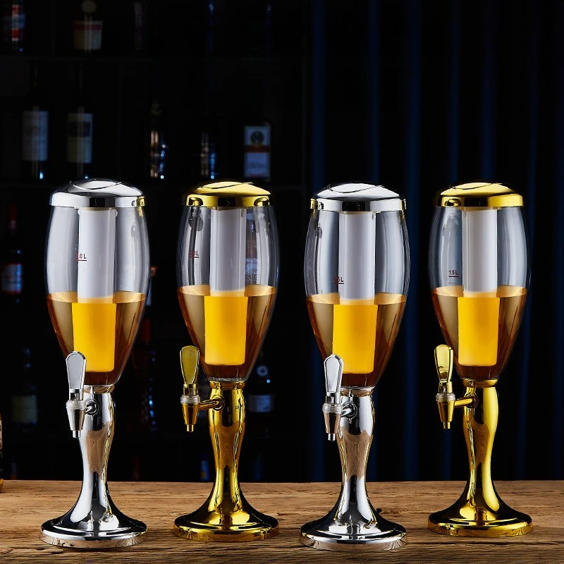 Bar Supply Light Up Beer Pot Dual Tap Design Draft Juice Soda Serving Vessel