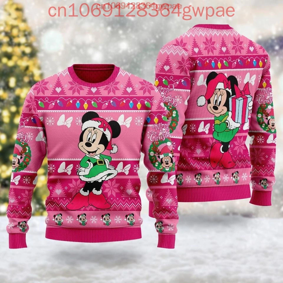 Disney Minnie Mouse Christmas Sweater Men's Womens 3d Ugly Sweater Mickey Ugly Christmas Sweater Anime Xmas Gifts Sweater