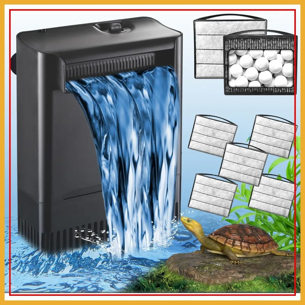 

290 GPH Adjustable Aquarium Filter, 3-Stage Internal Power Filter for 30-75 Gal Tanks, Low Water Level, Freshwater & Saltwater