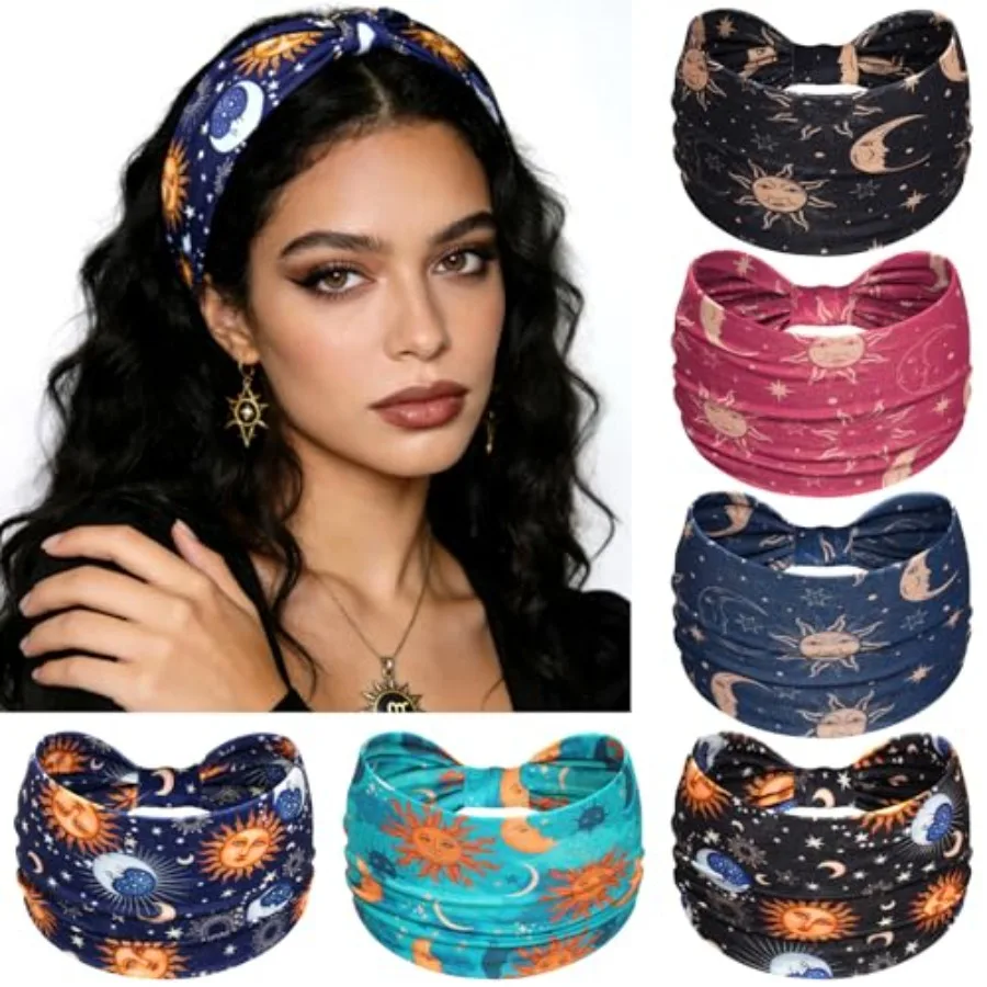 Wide Headbands for Women Knotted No Slip Head Bands Soft Turban Headband Hair Accessories Boho African Solid Color Head Wraps f