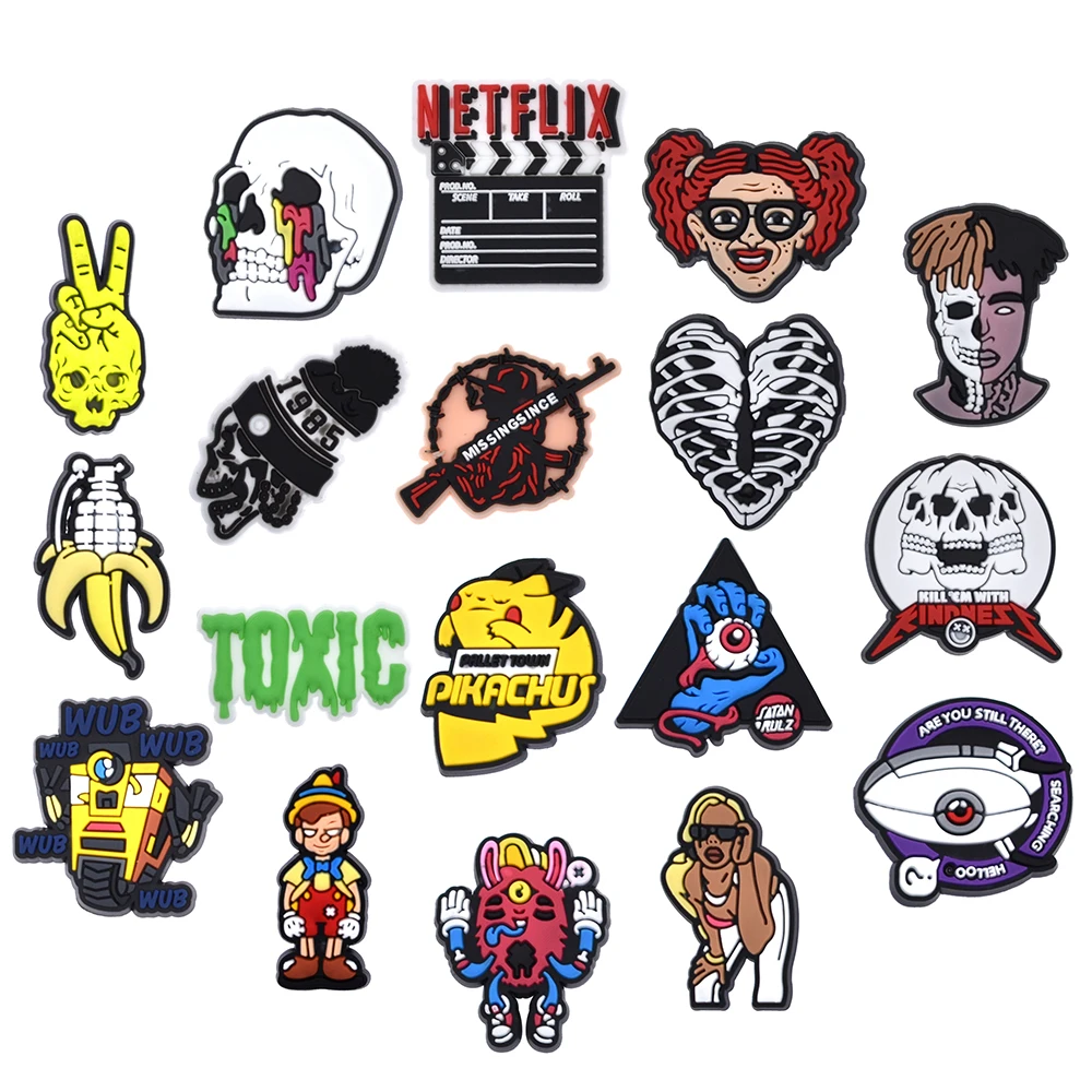 1Pcs Skull of Terror Shoes Charms PVC Shoe Bag Accessories For Sandals Decoration Buckle  Friends Party Gifts Support wholesale image 2