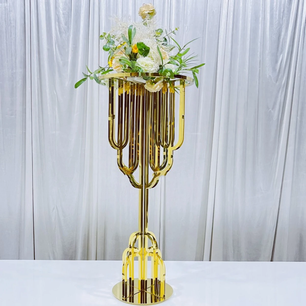 

1pcs to 10pcs can choose)Luxury Factory Wholesale Gold Metal Flower Stand for Wedding Events Table Centerpiece Decoration