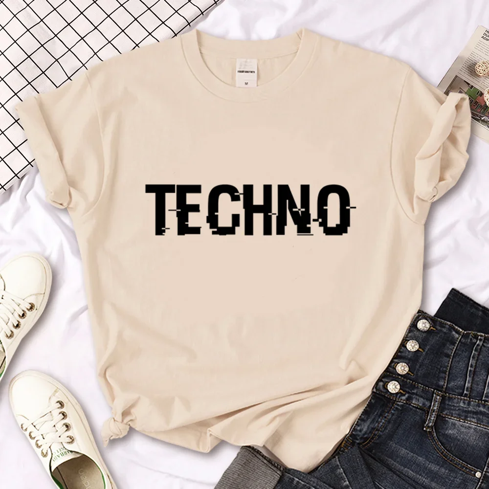 Techno T Shirt Women Designer Comic Graphic T Shirt Girl Streetwear Clothes Aesthetic Clothes Women Clothing