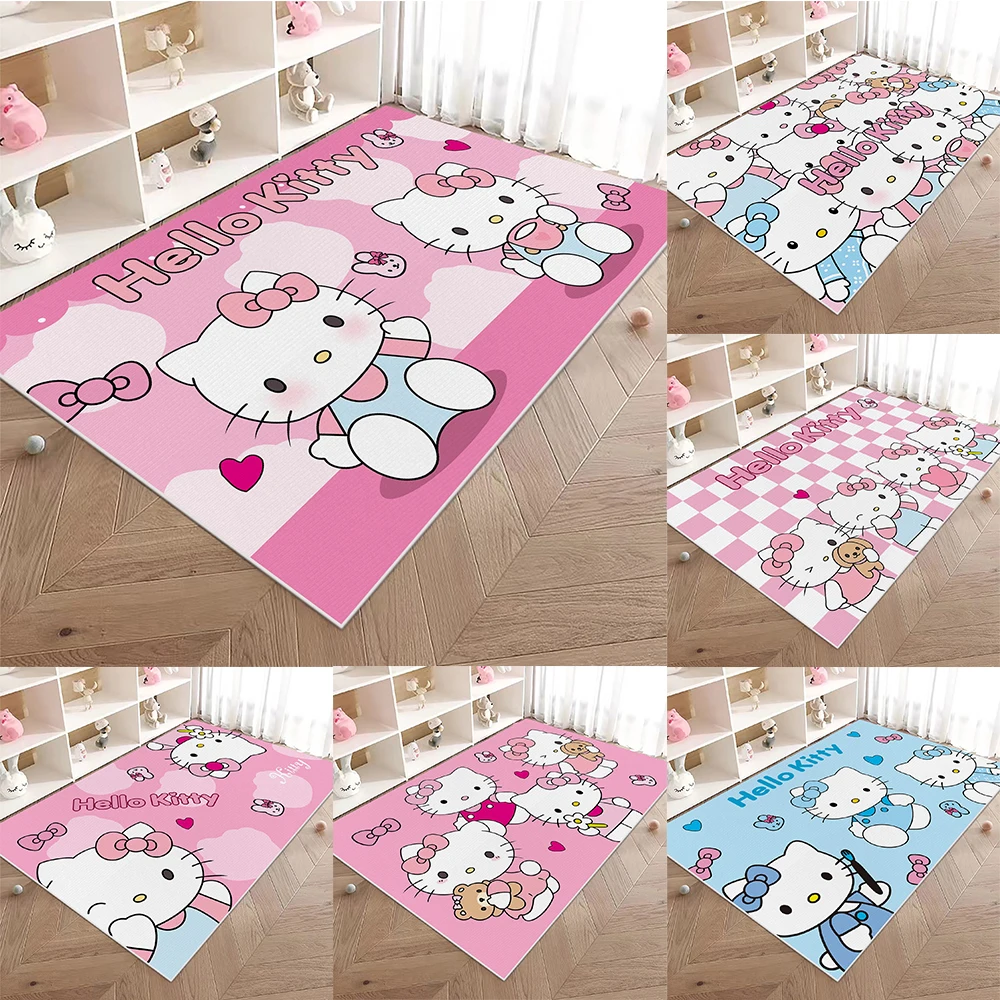 MINISO Sanrio Hello Kitty Cat Rug Non-Slip Machine Washable Door Mat for Bathroom Bedroom Carpet Living Room Floor Mat