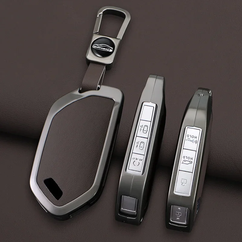 غطاء حافظة مفاتيح السيارة من سبيكة + جلد لكيا EV9 بيكانتو سورينتو MQ4 كرنفال KA4 Morning K5 كارينز 2024 ملحقات قذيفة فوب #6