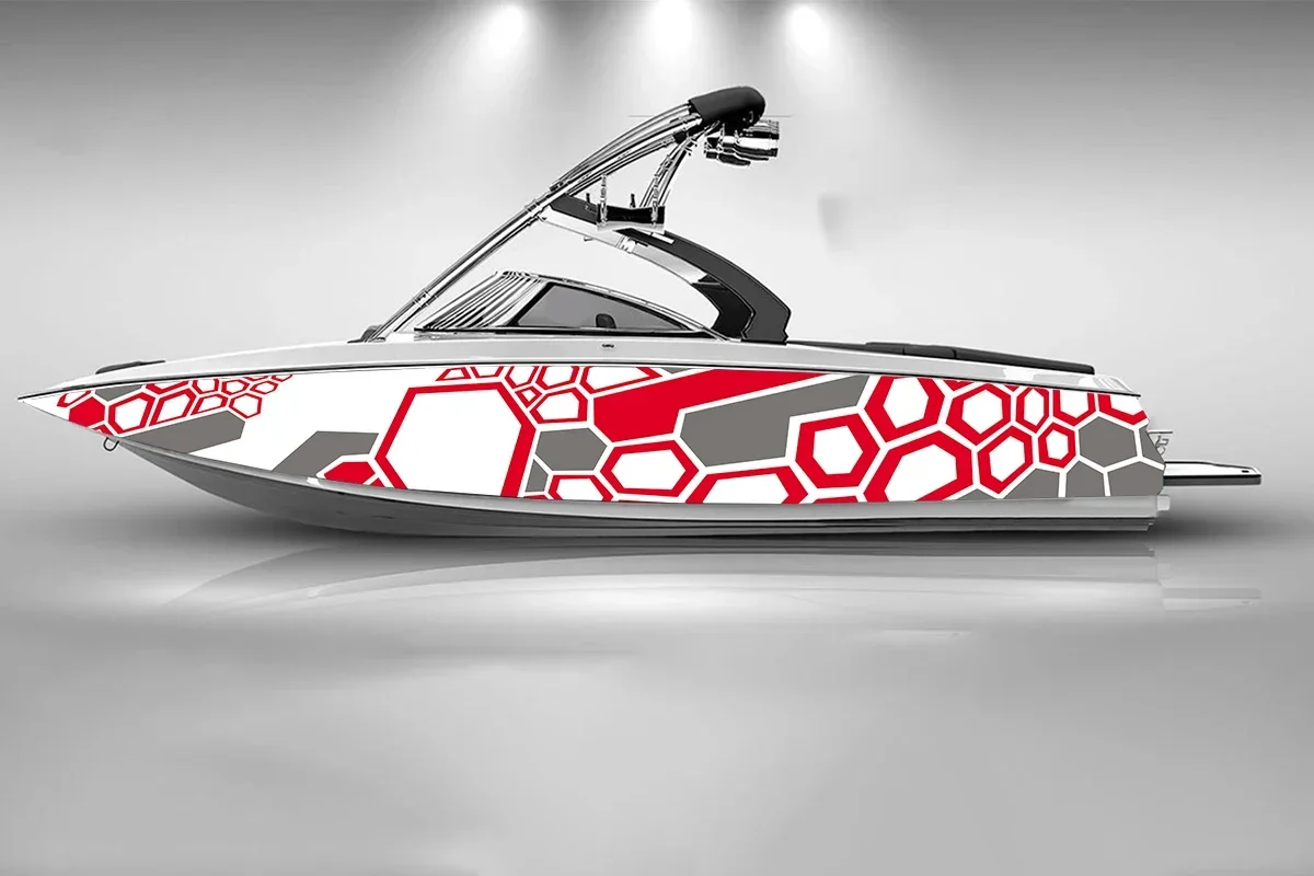 

Colorful Honeycomb Stripes Lines Charming Cool Boat Sticker Vinyl Ship Pontoon Deck Boat Fishing Decorative Pontoon Boats Decal