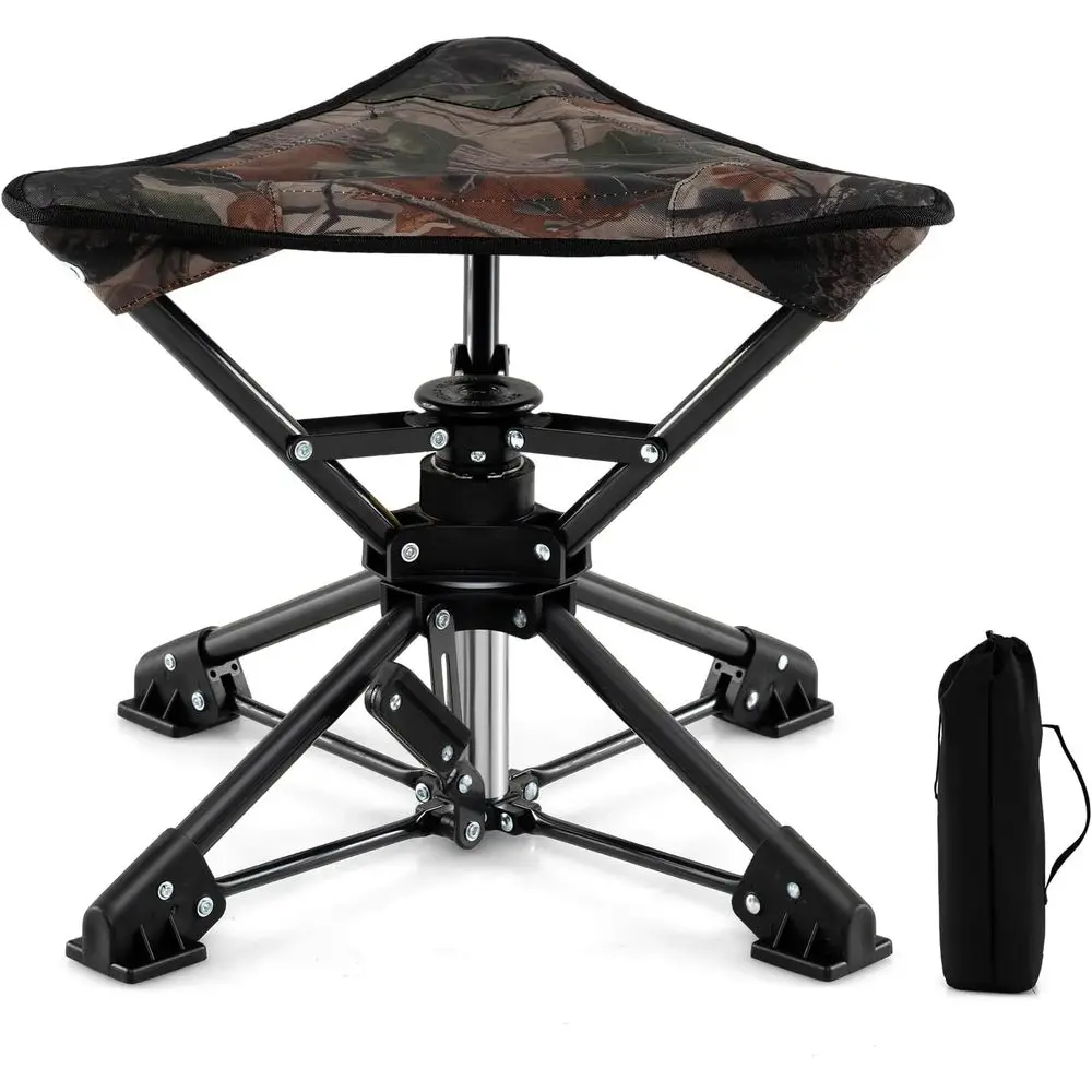 360° Swivel Camping Stool, Portable Folding Seat with Carry Bag, Collapsible & Lightweight for Outdoor Fishing Backpacking Hunti