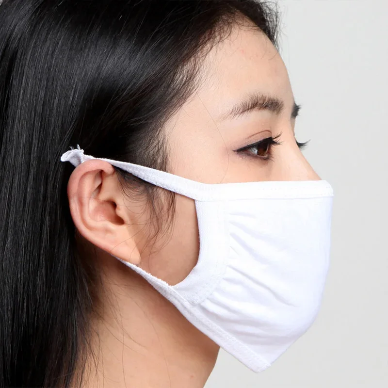 3-10Pcs 3 Layers Black White Cotton Mouth Mask Washable Reusable Elastic Anti Dust Pollution Casual Earloops Adult mask