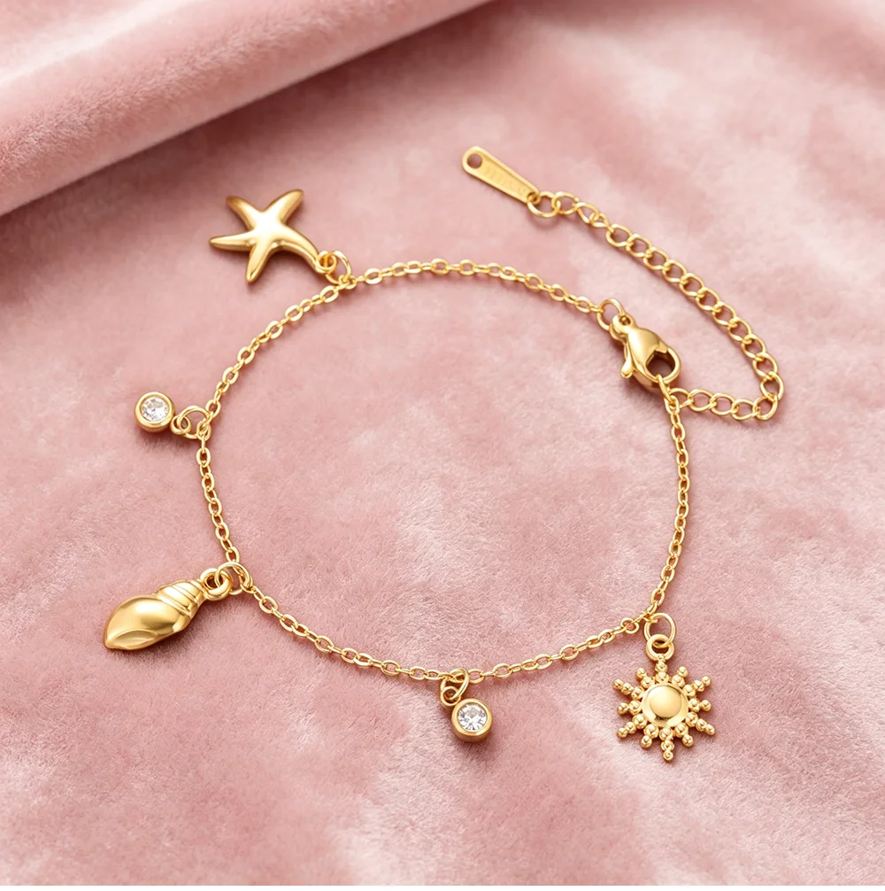 CoolTime Ocean Series Zirkon-Perlen-Kette Fisch-Seestern-Anhänger Statement-Armband Exklusiver Stil Handgefertigter Halsschmuck – Detail 7