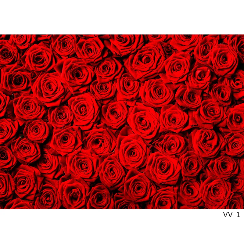 SHENGYONGBAO Happy Valentine\'s Day Photography Backdrops Romantic Flower Wall Roses Wedding Lover Photo Studio Background QM-01