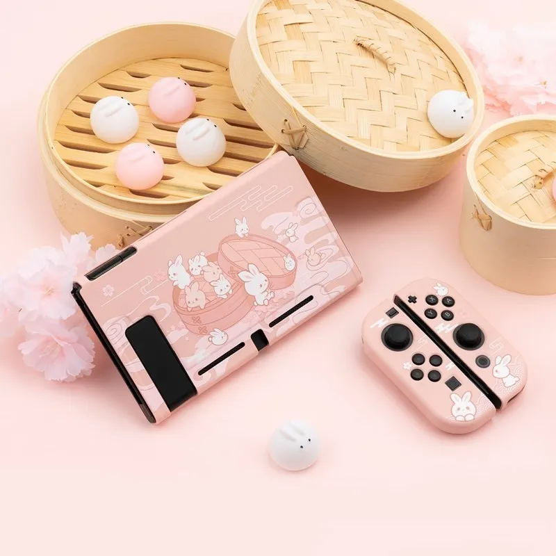 GeekShare Shell Cute Steamed Bread Rabbit Dessert Fairy League Soft Cover Joy-con Case compatible with Normal Switch/Switch OLED