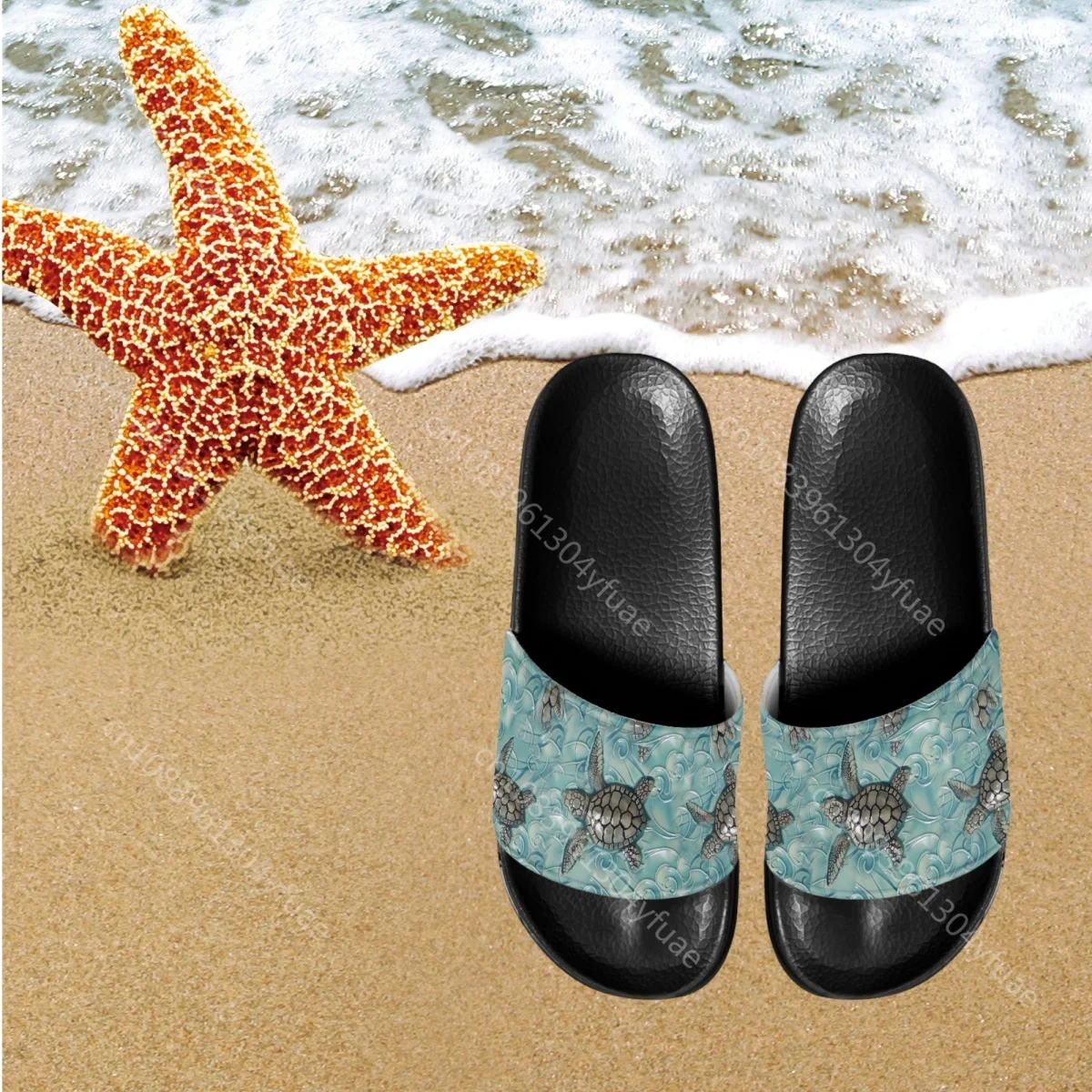 Women Summer Slippers Animal 3D Sea Turtle Pattern Home Bathroom Ladies Slides Beach Water Shoes Woman Anti-slip Lightweight