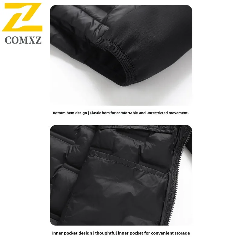 COMXZ Outdoor Work Men Down Jacket 2025 Ultra Lightweight Thickened Warm Parka Solid Color Travel Cold Resistant Winter Coat