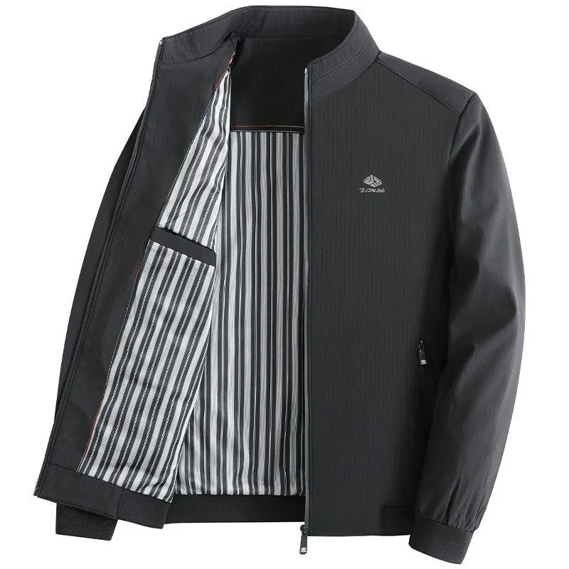 

Мужская повседневная куртка на молнии однотонного цвета, новая весенняя модель с воротником-стойкой, для мужчин среднего возраста, в бейсбольном стиле, для отдыха и бизнеса