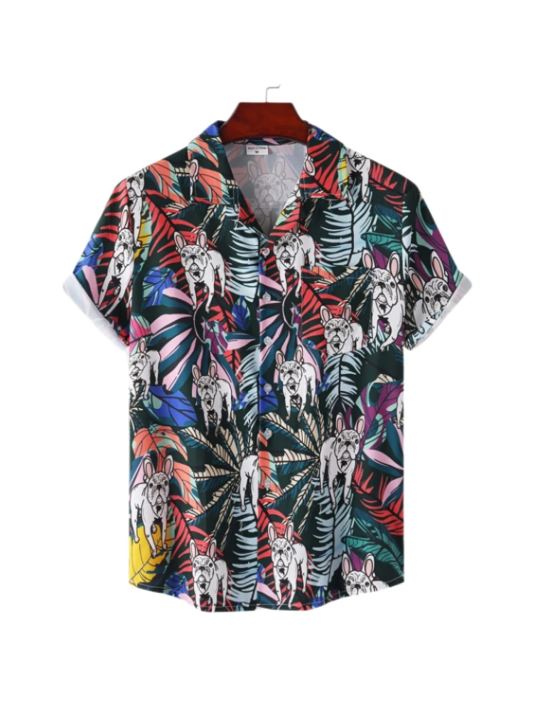 Camisa de manga curta havaiana masculina de tamanho grande estampada 3D Anime, roupa casual de verão, top Harajuku, moda floral