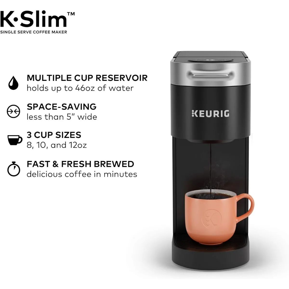 Keurig k-スリムなシングルサービスカップポッドコーヒーメーカー、マルチストリームテクノロジー、ブラック