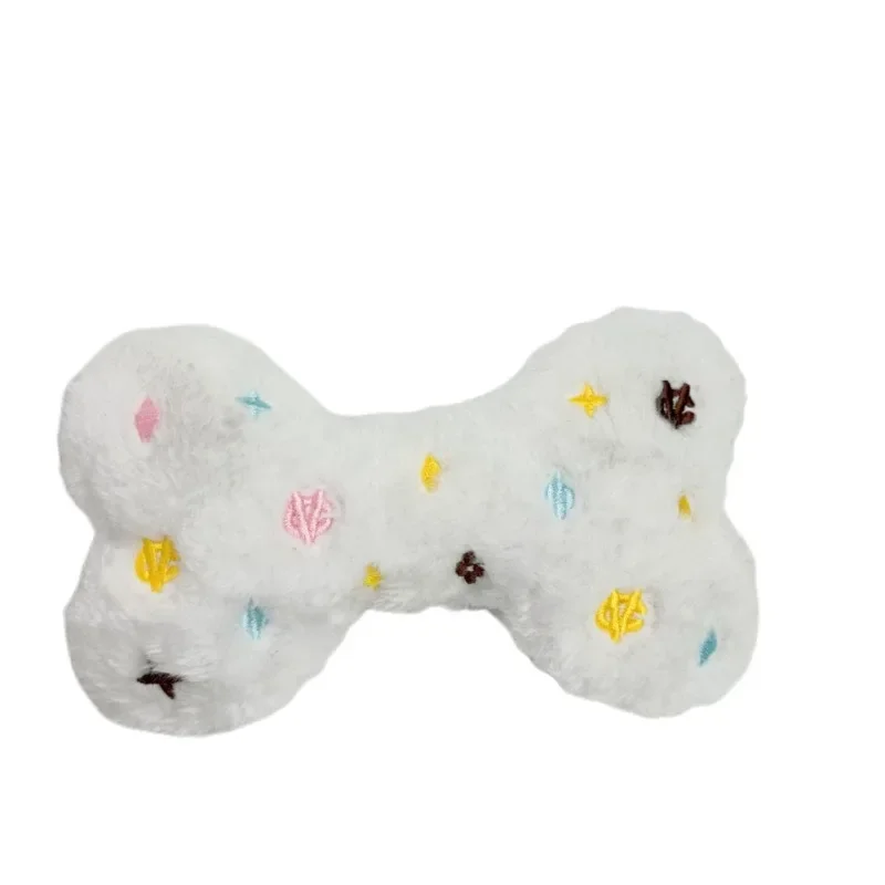 Luxury Fancy Pet Toy Bone Shaped Chew Toy Interactive Dog Supplies Squeaker Squeaky Plush Molar Toy Small Dogs Cats Product