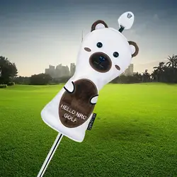 Golf Head Cover PU Leather Cute Bear Driver Hybrid Fairway Cover