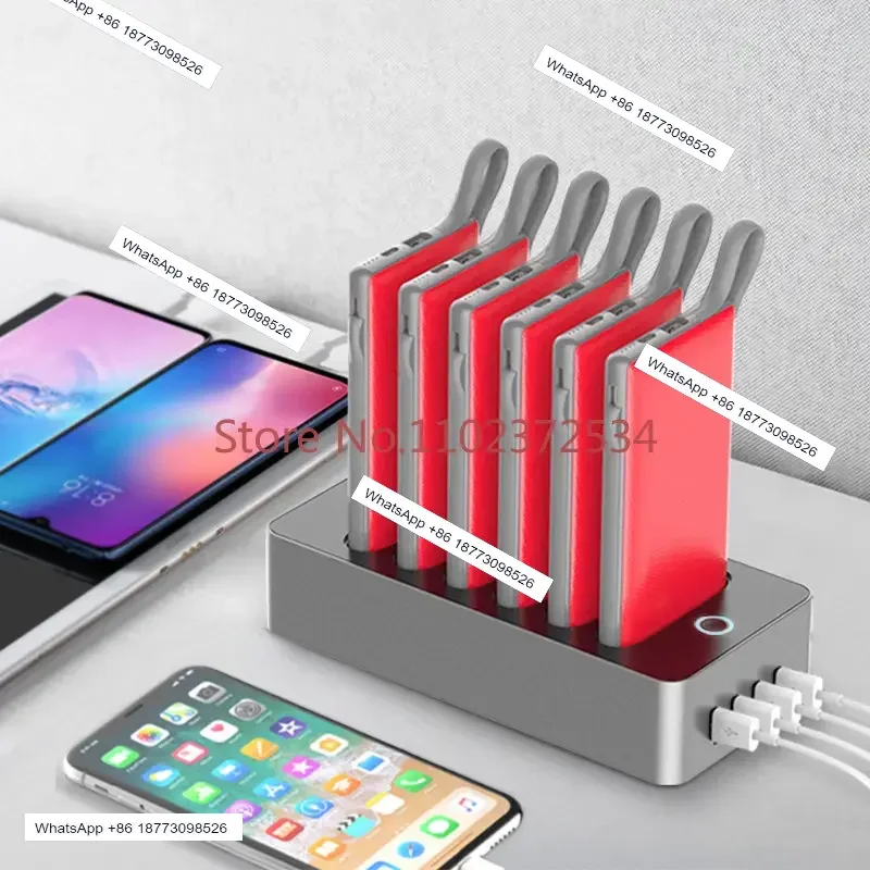 New generation 8000mah rent cell phone charging station share power bank with 6 slots
