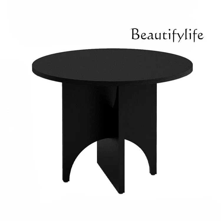

Modern simple round table solid wood dining table small apartment household living room round eating table new