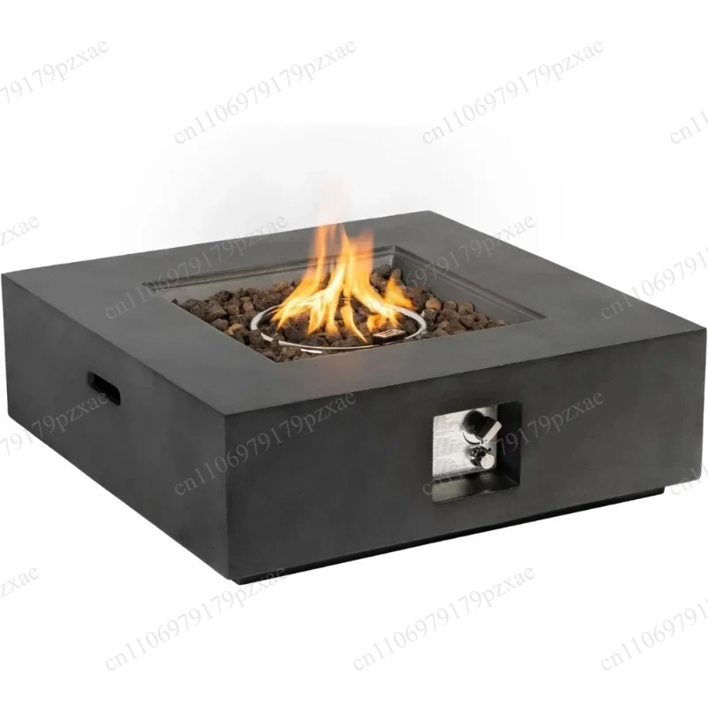 35 Inch Square Outdoor Propane Fire Pit Table, Dark Grey Finish with 50000 BTU Heat Output