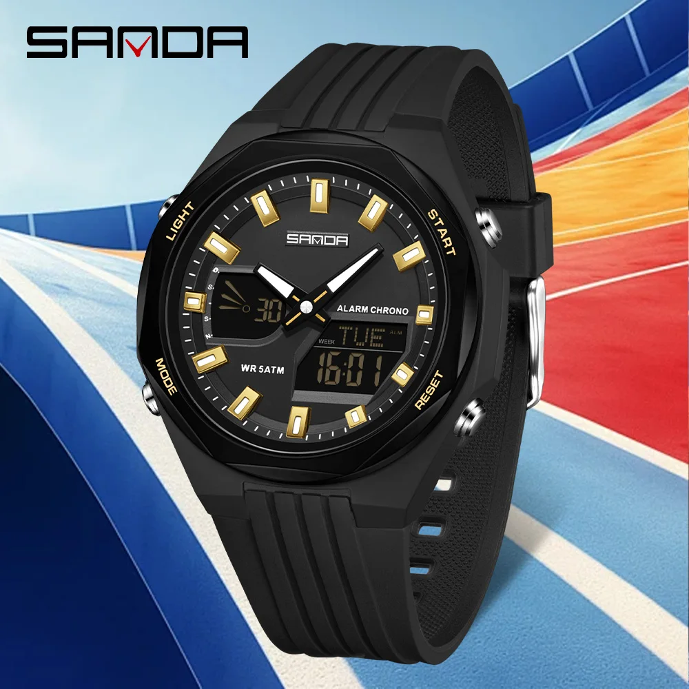 SANDA New 6267 Leisure Student Electronic Watch Sports Multi Functional Waterproof Countdown Night Light Men's Electronic Watch
