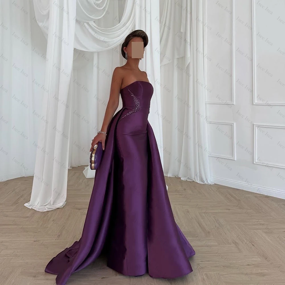 보라색 이브닝 드레스 새틴 디너 가운 A라인 여성용 이브닝 드레스 특별한 날을 위한 맞춤형 정장 드레스