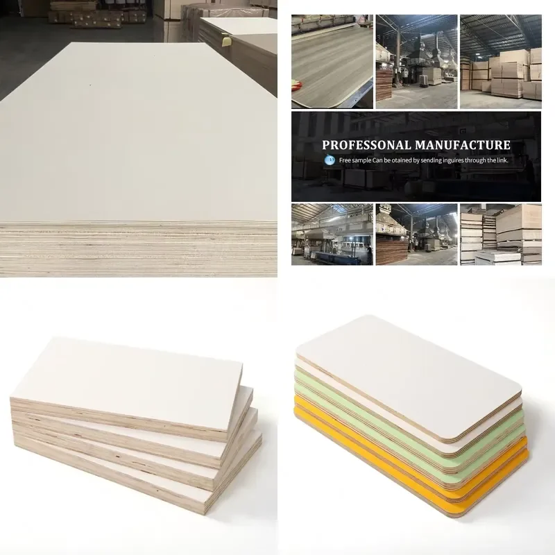 for 3mm 9mm 12mm 16mm 18mm White Melamine Laminated Plywood 4x8 Board for Desks Furniture DIY Wood Panels
