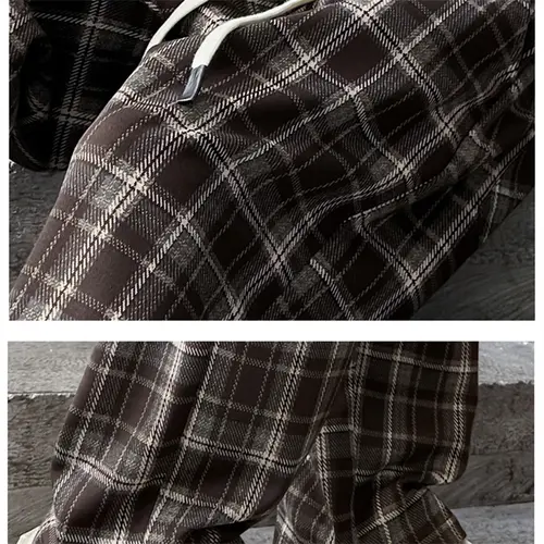 Kids Cotton Spring Autumn Plaid Pants for Teenage Girls Causal Loose Straight Drawstring Trousers Child Fashion Sweatpants 5-14Y - Image 6