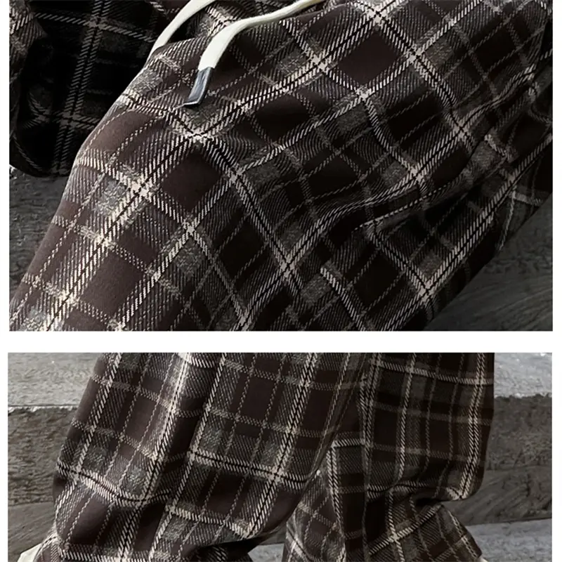 Kids Cotton Spring Autumn Plaid Pants for Teenage Girls Causal Loose Straight Drawstring Trousers Child Fashion Sweatpants 5-14Y - Image 6