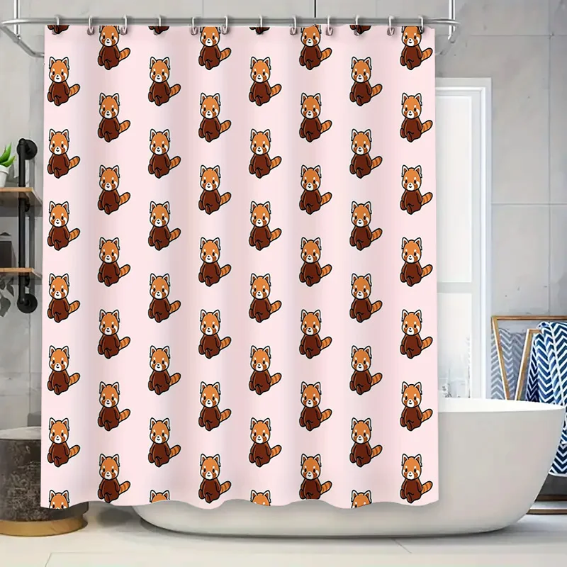 

Cute Panda Bathroom Decor Shower Curtain Set Waterproof Farmhouse Japanese Style Washable Fabric Home Decor