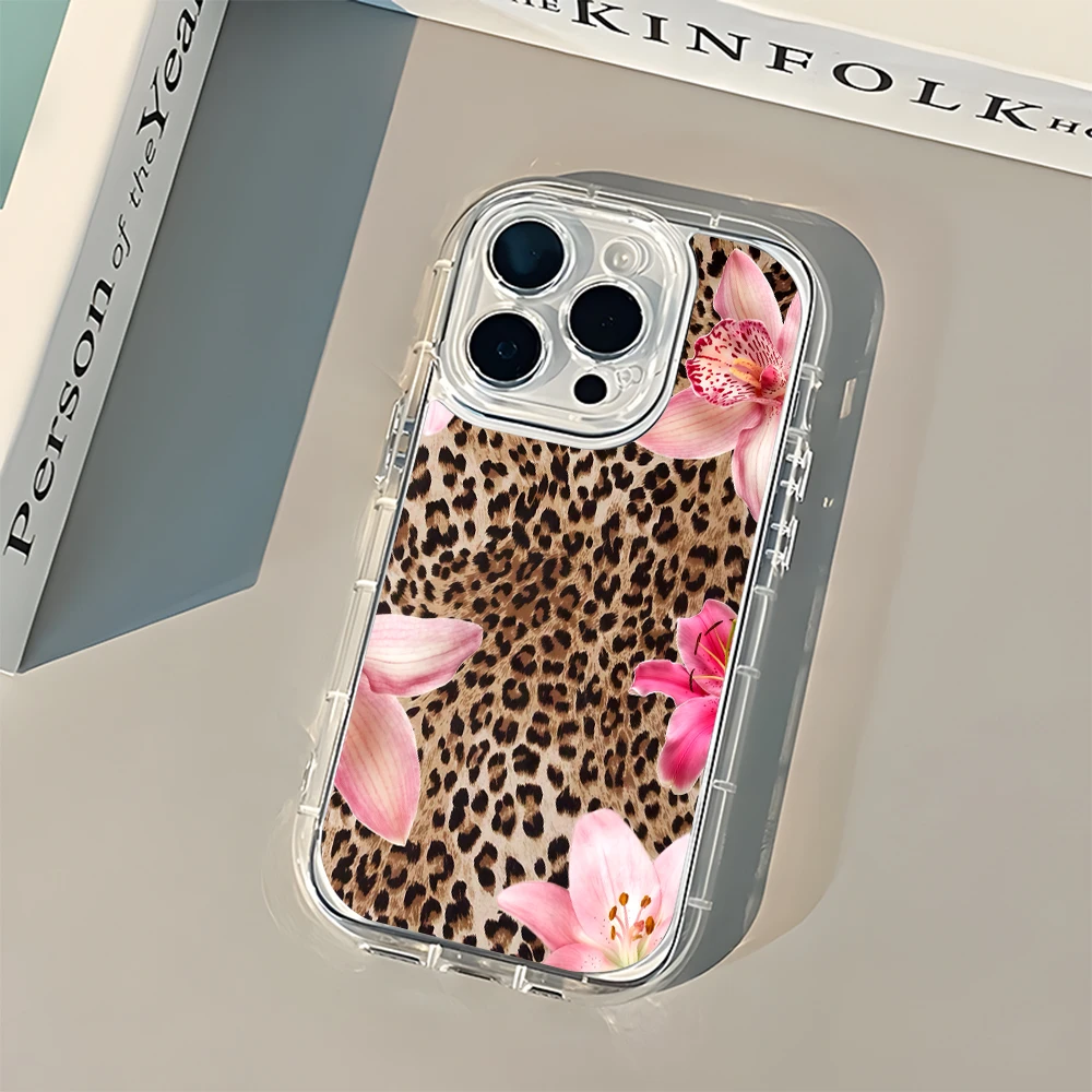 iPhone 17-11 Pro Max 豹纹粉花镜面手机壳
