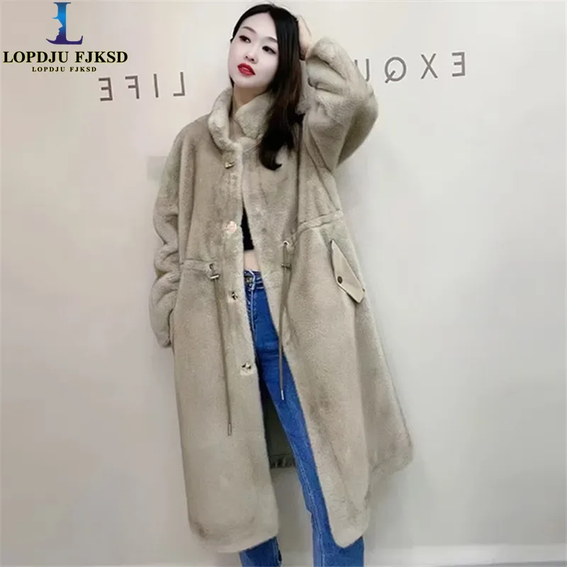 Women's Faux Mink Fur Overcoat Korean Style Loose Coat Warm Thick Winter Jacket Outerwear Female Clothes