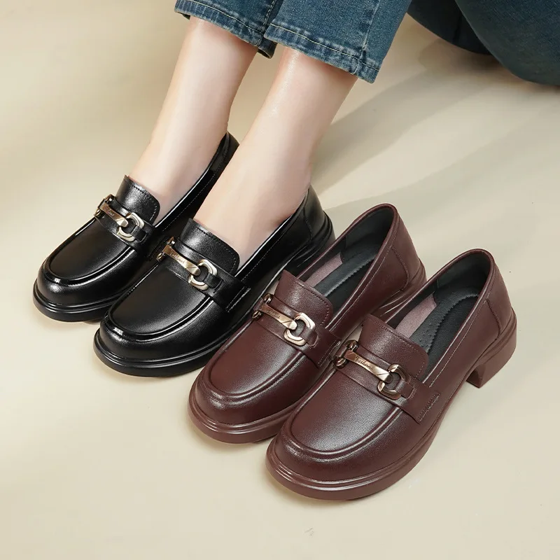 AIYUQI Loafers Women 2026 Genuine Leather Spring Shoes Women Casual British Style Slip-on Ladies Shoes