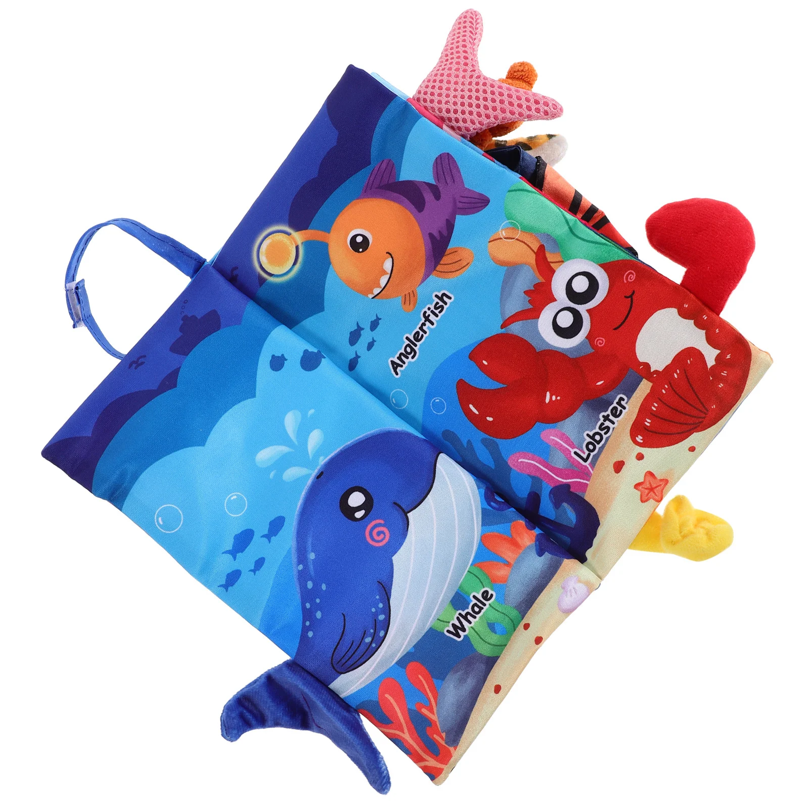 Libro in stoffa increspata per bambini a tema oceano, tessuto morbido, interattivo, per l'educazione precoce, per lo sviluppo sensoriale infantile, giocattolo da bagno