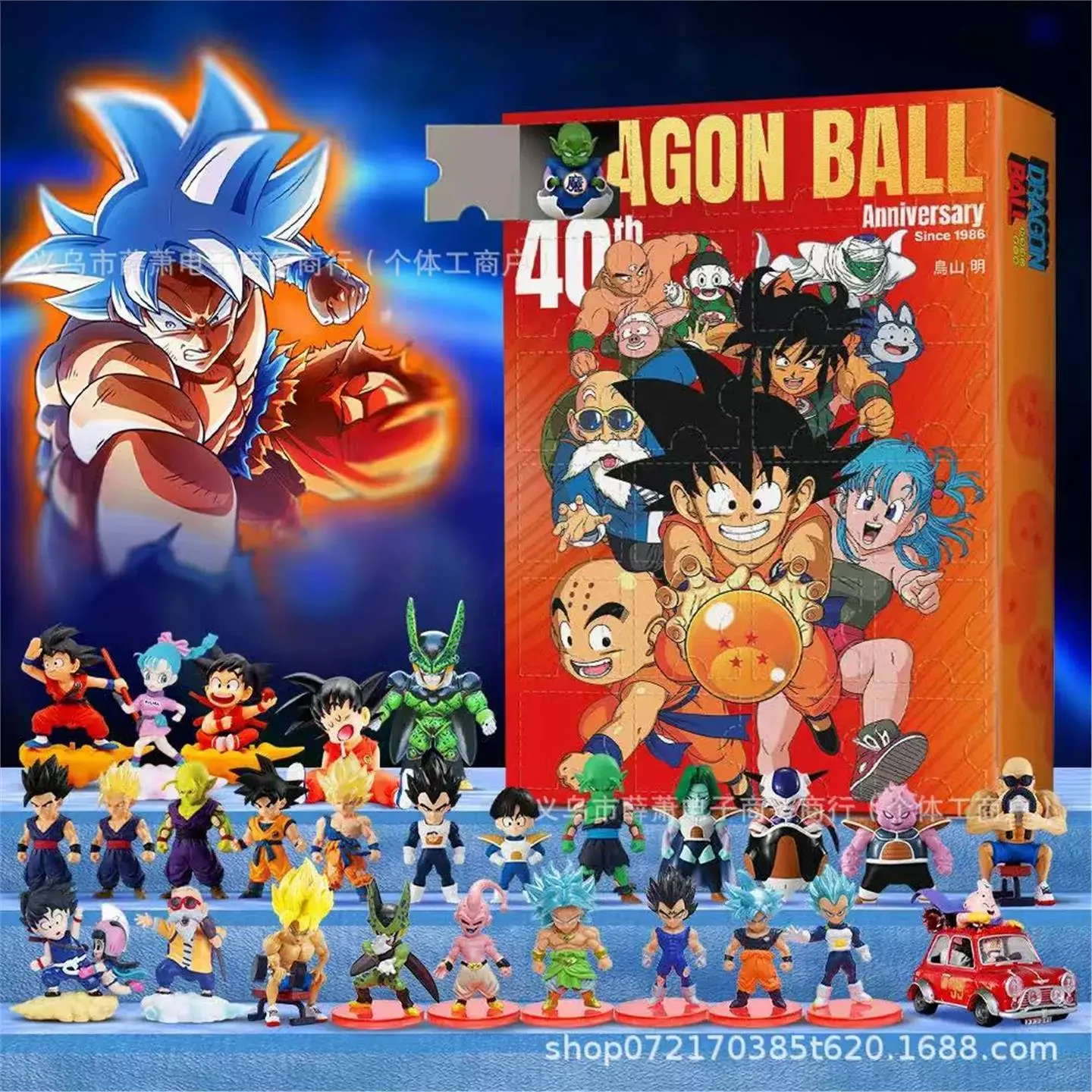 2D アクリル ドラゴンボール クリスマス アドベントカレンダー 40周年記念 カウントダウン ブラインドボックス フィギュア ギフト ファン向け周辺グッズ おもちゃ