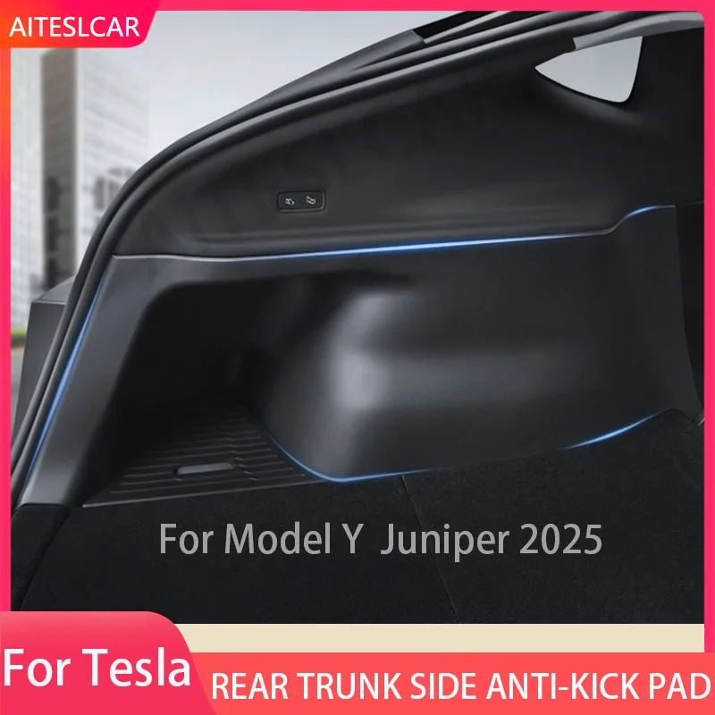 

Для Tesla Model Y Launch/Juniper 2025+ Защита багажника с обеих сторон, задняя дверь, полностью покрытая обертка, угловая защитная пластина, аксессуары для интерьера