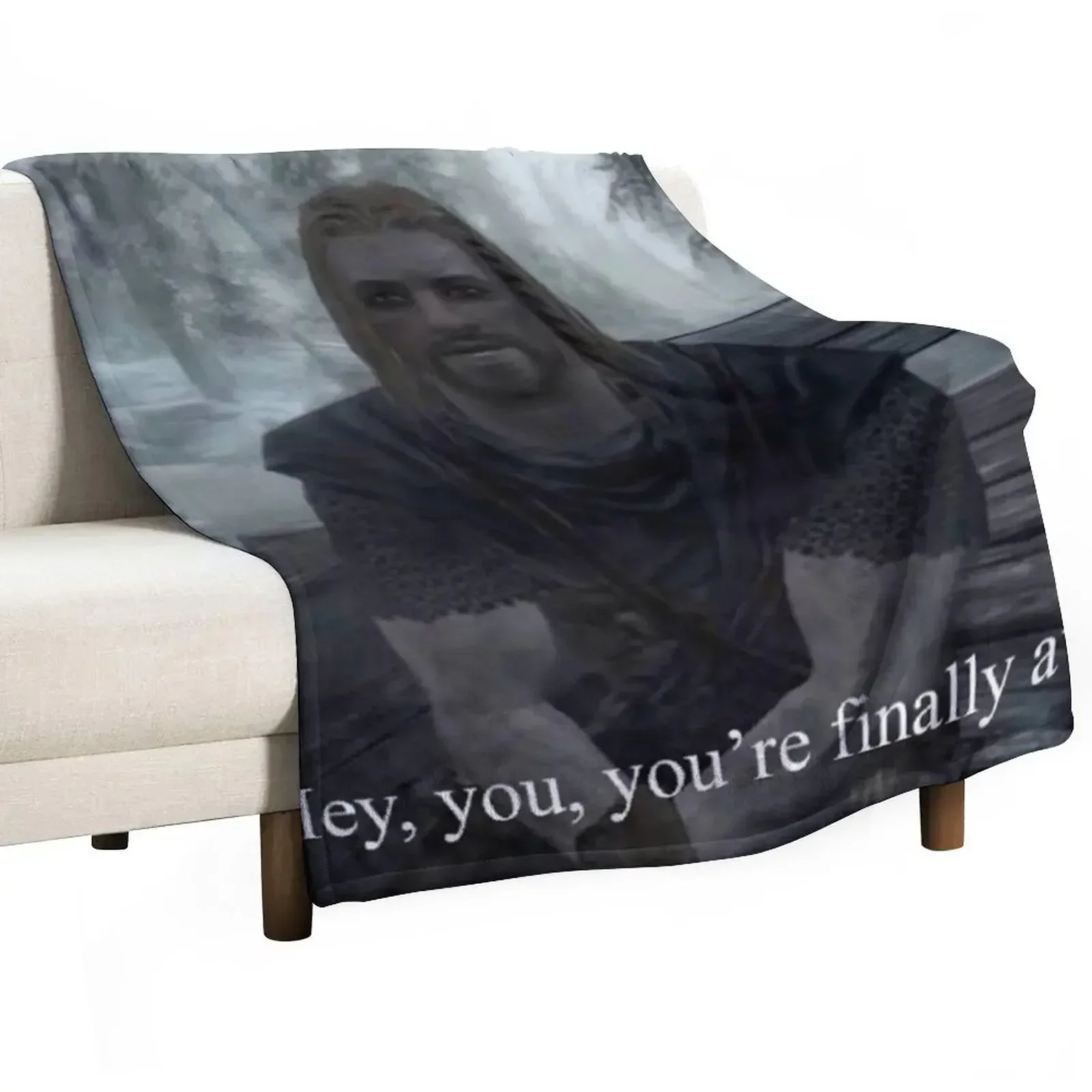 Hey you’re finally awake Throw Blanket Kid'S Flannels warm winter Personalized Gift Blankets