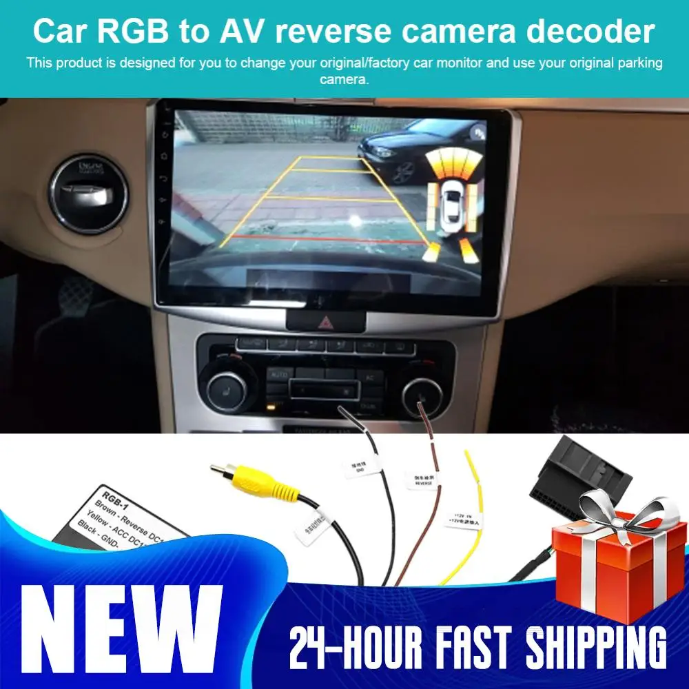 For VW with Reversing Camera 12V Backup Camera Decoder RGB To AV Reverse Camera CVBS Interface Reversing Camera Signal Converter