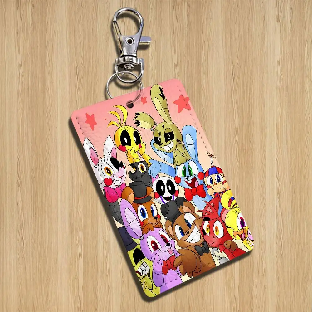 กระเป๋าใส่บัตรหนังพร้อมพวงกุญแจรูปสี่เหลี่ยมผืนผ้าลาย A-FnafS ปี 2026 สำหรับใส่บัตรประจำตัว บัตรเข้าออก พร้อมห่วงคล้องกุญแจ