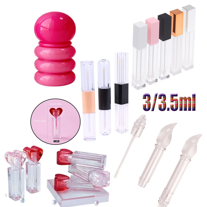 1 Stück Kunststoff leere nachfüllbare Lipgloss-Röhre 3,5 ml Kosmetik niedliche herzförmige klare große Pinsel Lipgloss-Verpackungsröhrchen Behälter