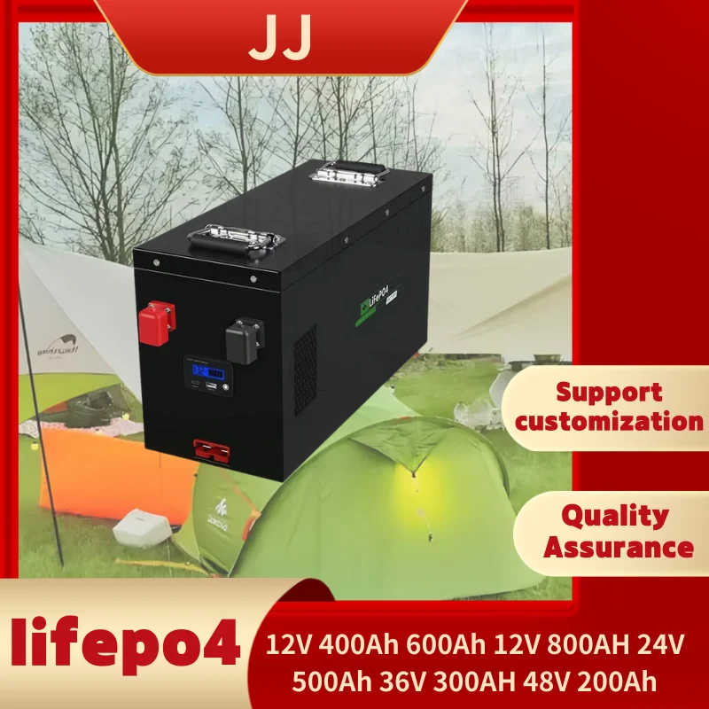 

JJ Lifepo4 12V 400Ah 600Ah 12V 800AH 24V 500Ah 36V 300AH 48V 200Ah with BMS for 5000W 3000w inverter EV Fishing boat +Charger
