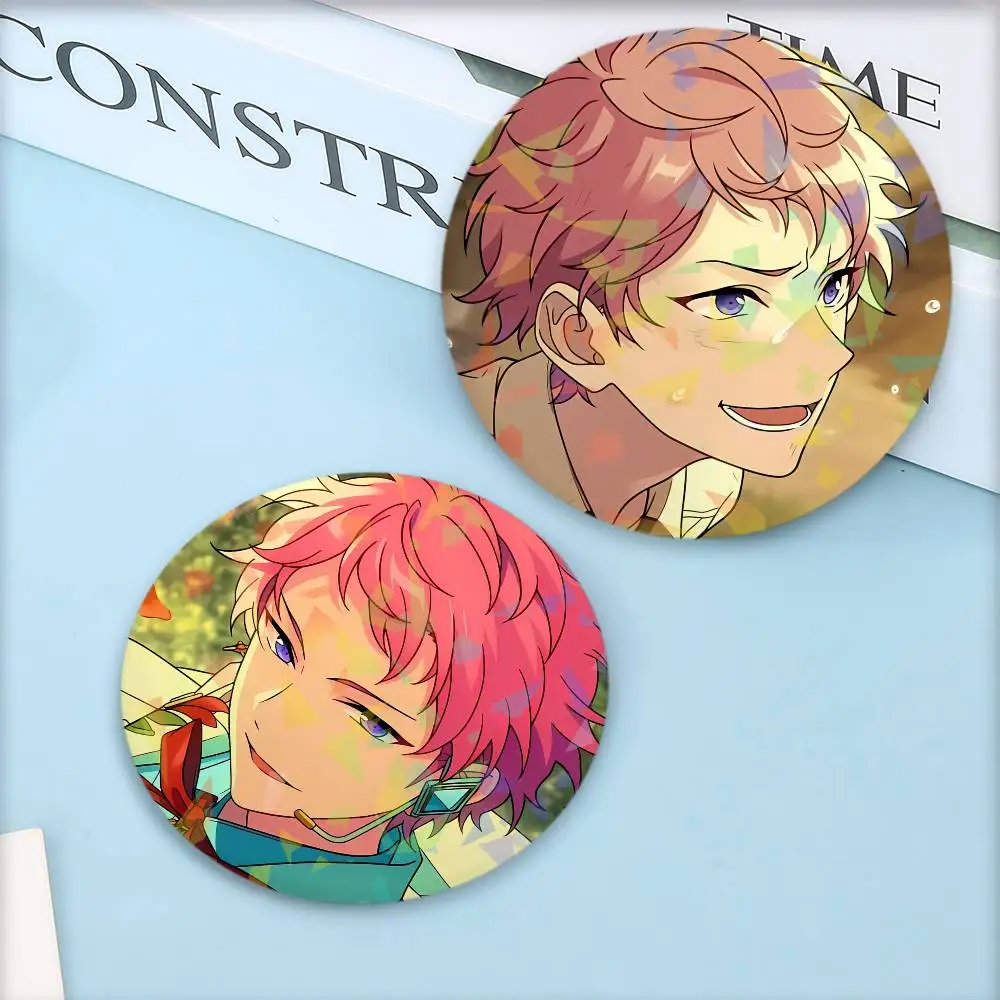 IDOL GAME Ensemble Star Band Valkyrie Shu Mika insignia redonda alfileres de solapa para mochilas maletín broche láser ropa regalos