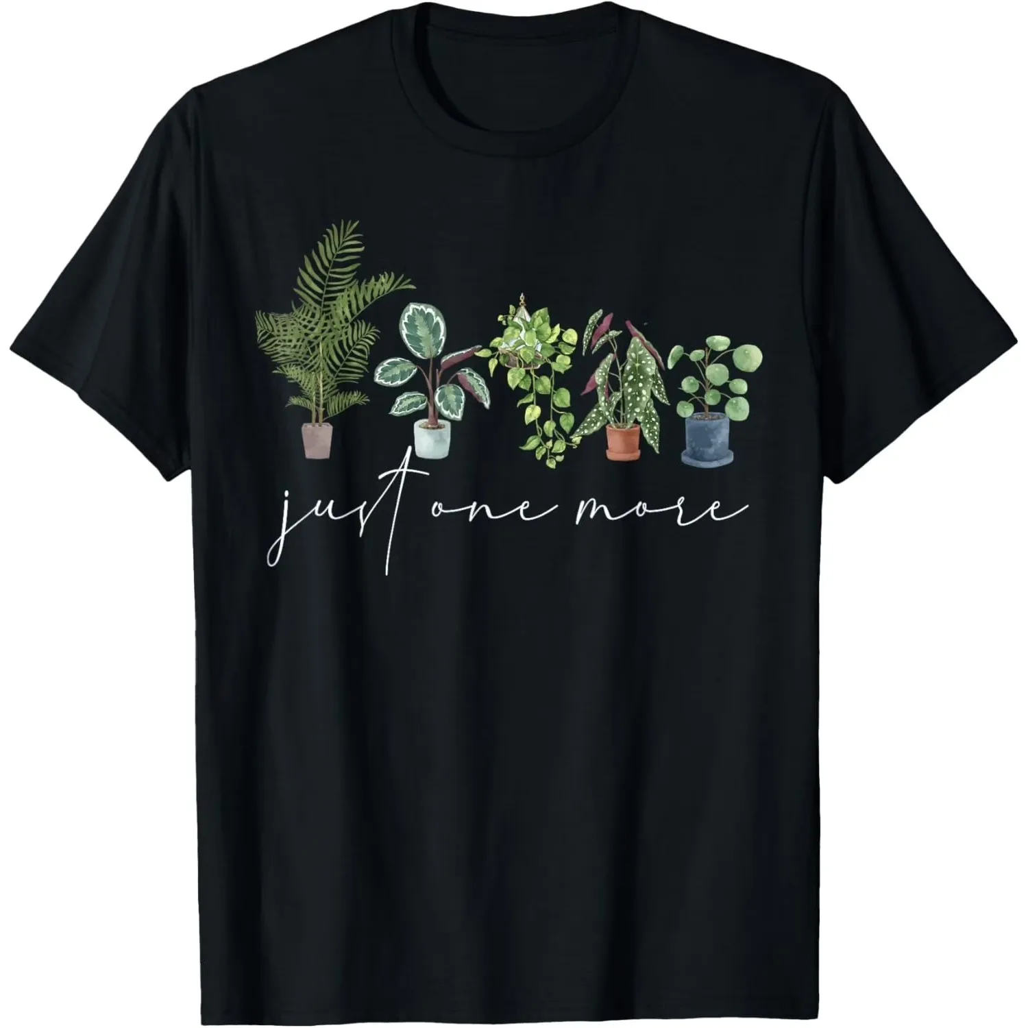 Funny Plant Lover Graphic Tee Just One More Plant Gardener Men's Cotton T-Shirt