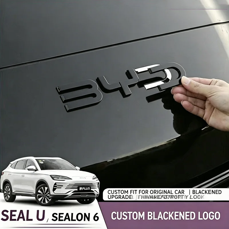 Image of Glänzend schwarzes Front-Emblem-Overlay-Abzeichen für BYD Song Plus EV DM-i / Seal U / Sealion 6 2023-2026 – Fahrzeugmodifikation