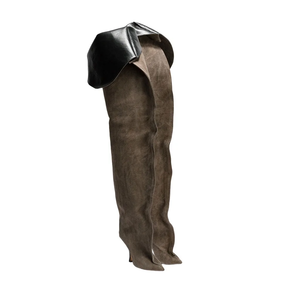 

2025Осенне-зимние новые женские широкие сапоги до колена на высоком каблуке-шпильке, остроконечные женские сапоги 34–45 с большими штанинами