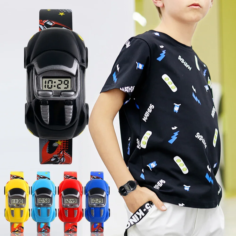 2023 Watch Kids Xmas Gift Cartoon Car Children Watch Toy for Boy Baby Fashion Electronic Watches Innovative Car Shape Toy